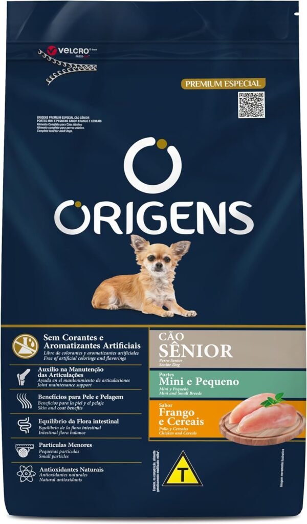 Ração Seca Origens Frango e Cereais Integrais para Cães Sênior Raças Mini e Pequena - 1 Kg