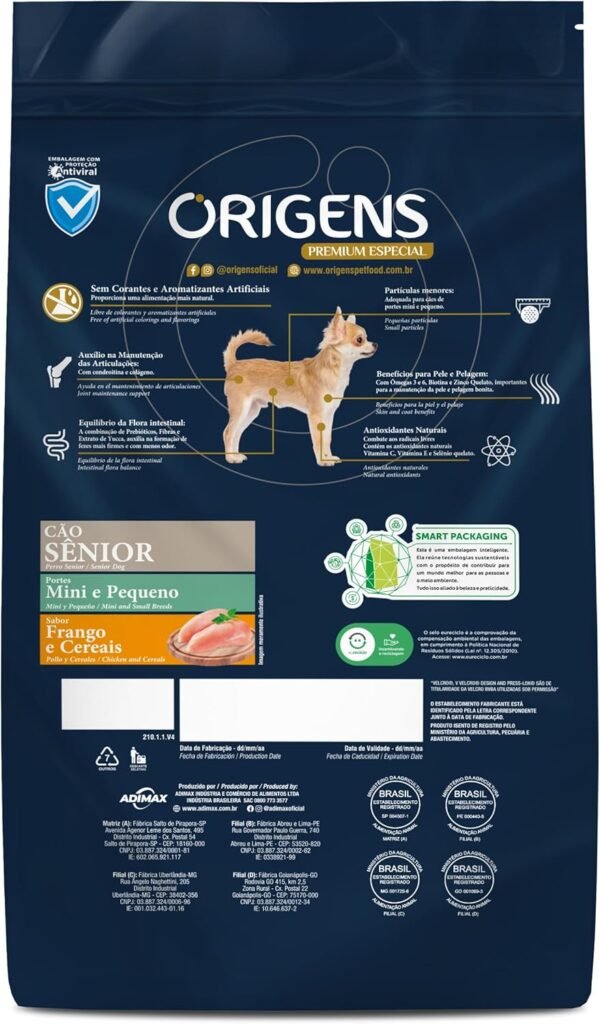 Ração Seca Origens Frango e Cereais Integrais para Cães Sênior Raças Mini e Pequena - 1 Kg - Imagem 4