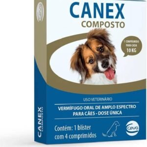 Ceva Vermífugo Canex Composto para Cães, 4 Comprimidos, multicolorido
