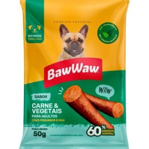 Bifinho Baw Waw para cães pequeno porte Carne e Vegetais 50g