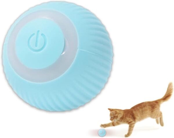 Bola de brinquedo interativa para gatos, brinquedos para gatos em ambientes fechados, rotação de 360°, brinquedo de bola de gato com movimento automático, carregamento USB (azul)