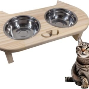 Comedouro Pet Elevado Bebedouro Para Gato 2 Tigelas Aço InoxTamanho Pequeno