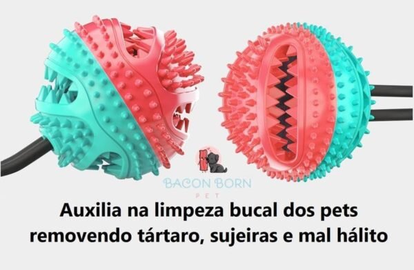 Brinquedo Pet Interativo para cachorro Cães Push Ball Pet Mordedor corda com bola porta petisco e ventosa cabo de guerra (Verde e Vermelho) - Imagem 5
