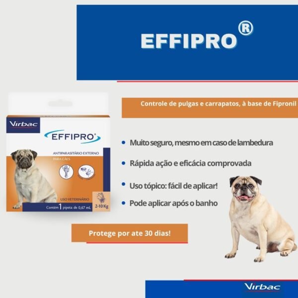 Virbac Effipro Antipulgas e Carrapatos para Cães de 2 kg a 10 kg com 1 Pipeta - Imagem 4
