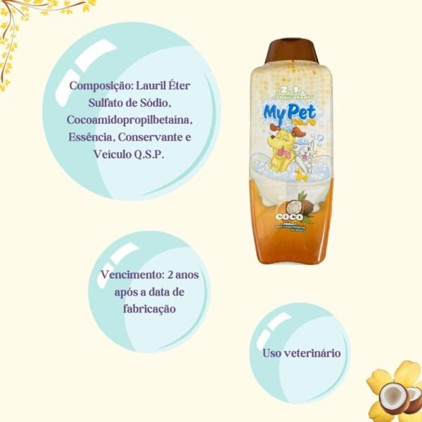My Pet Brasil Coco - Shampoo e condicionador para cachorros, 2 em 1, 700ml - Imagem 6