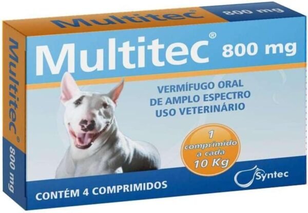 Vermífugo Syntec Multitec 800 mg para Cães até 10Kg - 4 Comprimidos