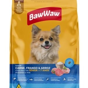 Ração Baw Waw para cães adultos Sênior pequenos e minis sabor Carne, Frango e Arroz - 10.1kg