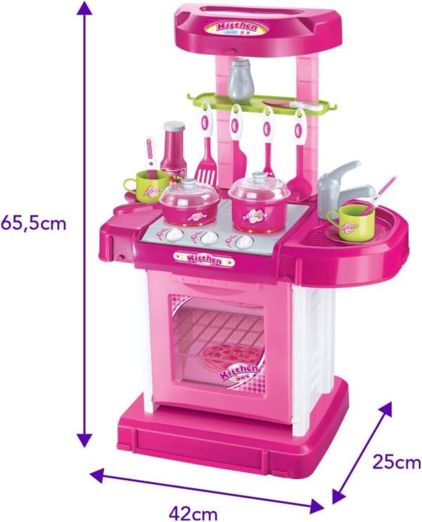 Replay Kids Cozinha Infantil Princess Completa Pia Forno e Fogão Com Acessórios Coloridos Efeitos de Luz e Som, Rosa - Imagem 4