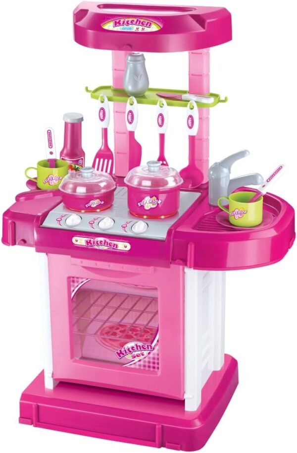 Replay Kids Cozinha Infantil Princess Completa Pia Forno e Fogão Com Acessórios Coloridos Efeitos de Luz e Som, Rosa