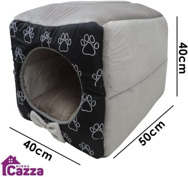Cama Iglu e Toca Para Cachorro Luxo Preto Vime G - Imagem 3