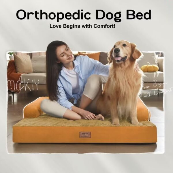 Cama grande para cães ortopédica, lavável, camas ortopédicas para cães grandes, capa lavável, reforço removível e fundo antiderrapante, camas grandes para animais de estimação, GG extragrande - Imagem 7