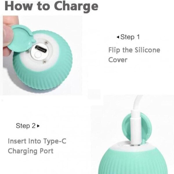 Bola de brinquedo interativa para gatos, brinquedos para gatos em ambientes fechados, rotação de 360°, brinquedo de bola de gato com movimento automático, carregamento USB (azul) - Image 2