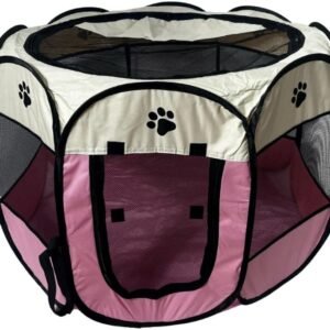 Casinha para Cães e Gatos Cercado Pet Portátil e Dobrável para Cães e Gatos com Tecido Impermeável de Fácil Montagem e Transporte Premium (Rosa)