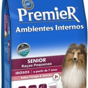 Ração Premier Senior Ambientes Internos para Cães Adultos 7+ Sabor Frango e Salmão, 12kg Premier Pet Raça Idosos,