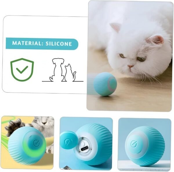 Bola Eletrica Inteligente Pet, bola usb eletrica, brinquedo pet Gato Cachorro, Bolinha giratoria Que Mexe Sozinha Pet - Upshop (Azul) - Imagem 4