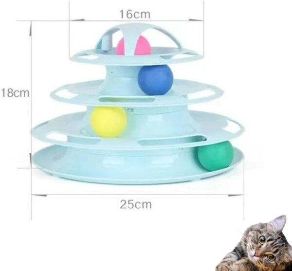 2 Brinquedo Interativo para Gato Torre + Tunel Pet Bolinha Labirinto (AZUL) - Imagem 4