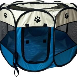 Casinha para Cães e Gatos Cercado Pet Portátil e Dobrável para Cães e Gatos com Tecido Impermeável de Fácil Montagem e Transporte Premium (Azul)