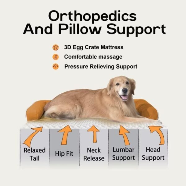 Cama grande para cães ortopédica, lavável, camas ortopédicas para cães grandes, capa lavável, reforço removível e fundo antiderrapante, camas grandes para animais de estimação, GG extragrande - Imagem 3