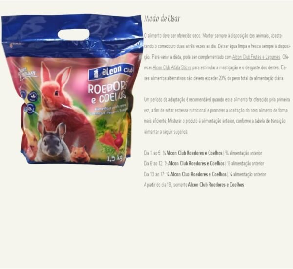 ALCON CLUB ROEDORES E COELHOS 1,5 Kg - Imagem 5