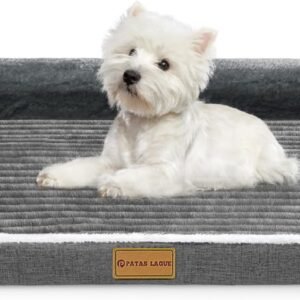 Patas Lague Cama ortopédica para cães médios, impermeável, confortável, em forma de L, média, antiderrapante, macia, quente, tapete de dormir com capa lavável removível 76 cm x 50 cm, cinza