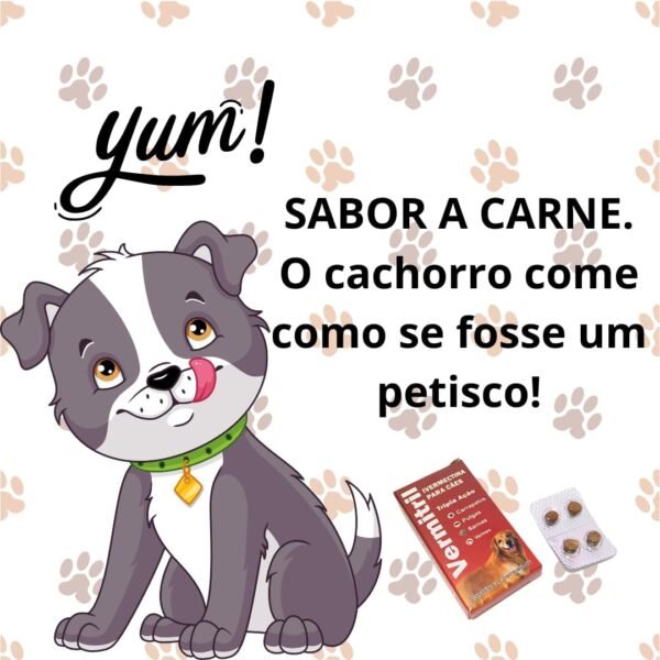 Vermitril - Anti Pulgas E Carrapatos 12 Comprimidos Sabor Carne - Cães 7,5 a 15kg - Imagem 4