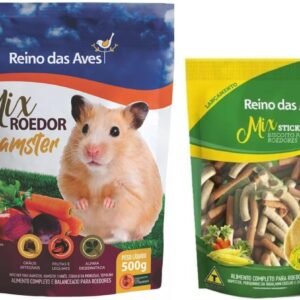 Mix Roedor Hamster 500g + Stick Biscoito Para Roedores 100g - Reino das Aves