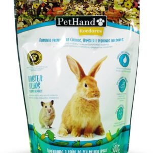 Ração Para Roedores Super Premium Pethand 500G, Fazenda Bioland, Alimento Pronto Para Coelhos, Hamster E Pequenos Roedores, Verde, Produto 100% Natural Com Vitaminas E Minerais, PetHand É Saúde E