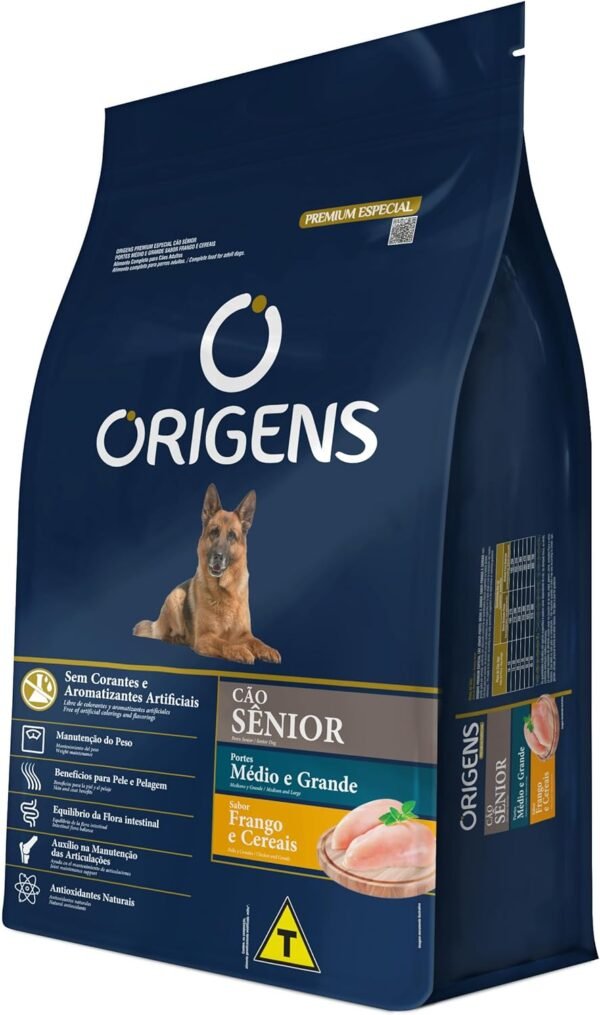 Adimax Ração Origens Cães Sênior Frango e Cereais Integrais 15kg, Grão médio - Image 3