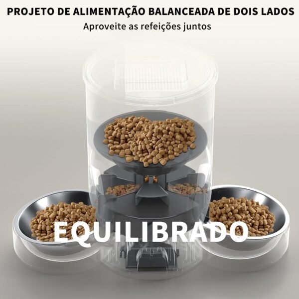Alimentador de Animais de Estimação com Voz WIFI, Comedouro Automatico para Gatos, Distribuidor de Comida para Gatos com Tigela Dupla Cronometrada - Imagem 3