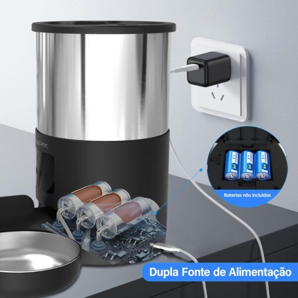 5L Alimentador Automatico Pet, Tuya WiFi Alimentador Automatico Gatos, Fácil de Programar Pequenos Animais de Estimação em Ambientes Internos - Imagem 5