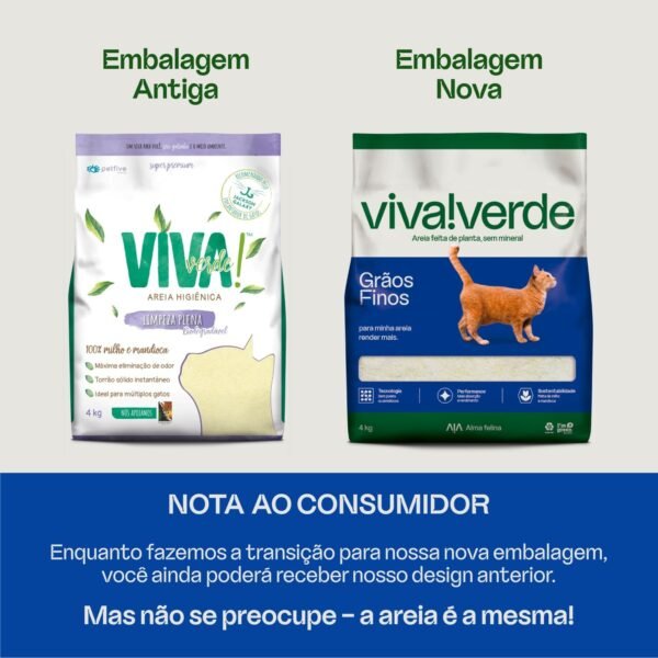 Viva Verde Areia Higiênica Biodegradável para Gatos Grãos Finos 4kg - Imagem 4