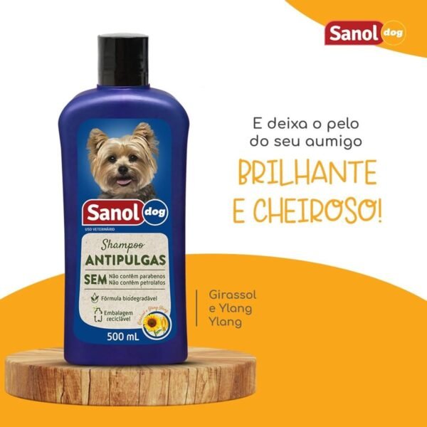 Sanol Dog Shampoo De Pêlos Para Cães Antipulgas 500 Ml Azul - Imagem 16