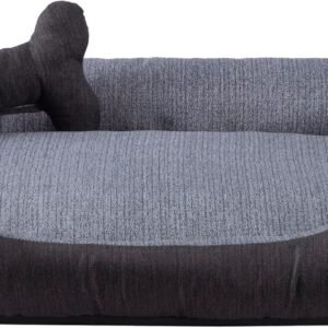 Cama Pet para Cachorro ou Gato Tamanho Médio 70x50cm Com Zíper Lavável Para Animais até 16 kg (Grafite/Preto)