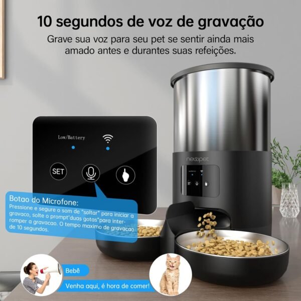 5L Alimentador Automatico Pet, Tuya WiFi Alimentador Automatico Gatos, Fácil de Programar Pequenos Animais de Estimação em Ambientes Internos - Imagem 3