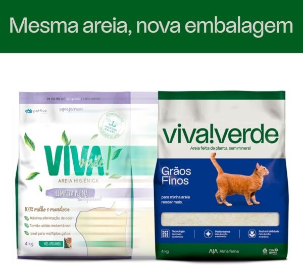 Viva Verde Areia Higiênica Biodegradável para Gatos Grãos Finos 4kg - Imagem 2