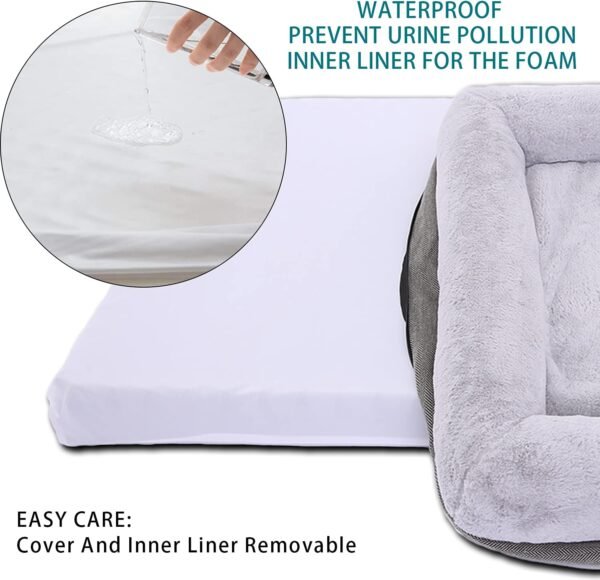 Cama ortopédica para cães médios, sofá-cama reforçada para cães com capa lavável removível e fundo antiderrapante, cama macia para animais de estimação com espuma de ovo para dormir, 78 x - Imagem 3