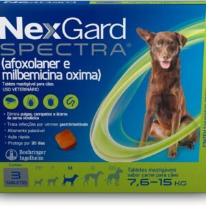 NexGard Spectra Antipulgas e Carrapatos e Vermífugo para Cães 7,6-15kg - 3 tabletes