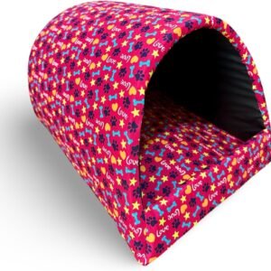 Casinha Toca Tenda Gato Cães Iglu Impermeável Lavável Pet - Tamanho M (Pink Love)