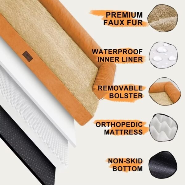 Cama grande para cães ortopédica, lavável, camas ortopédicas para cães grandes, capa lavável, reforço removível e fundo antiderrapante, camas grandes para animais de estimação, GG extragrande - Imagem 5