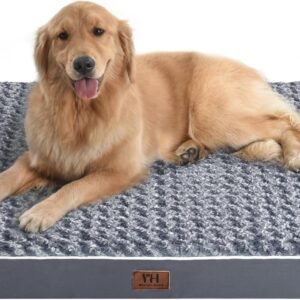 WESTERN HOME WH Cama grande para cães grandes, jumbo, médios, colchão ortopédico impermeável com capa lavável removível, cama grossa para cães de espuma de ovo com fundo antiderrapante