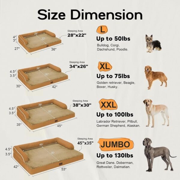 Cama grande para cães ortopédica, lavável, camas ortopédicas para cães grandes, capa lavável, reforço removível e fundo antiderrapante, camas grandes para animais de estimação, GG extragrande - Imagem 2