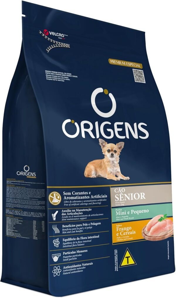 Ração Seca Origens Frango e Cereais Integrais para Cães Sênior Raças Mini e Pequena - 1 Kg - Imagem 2