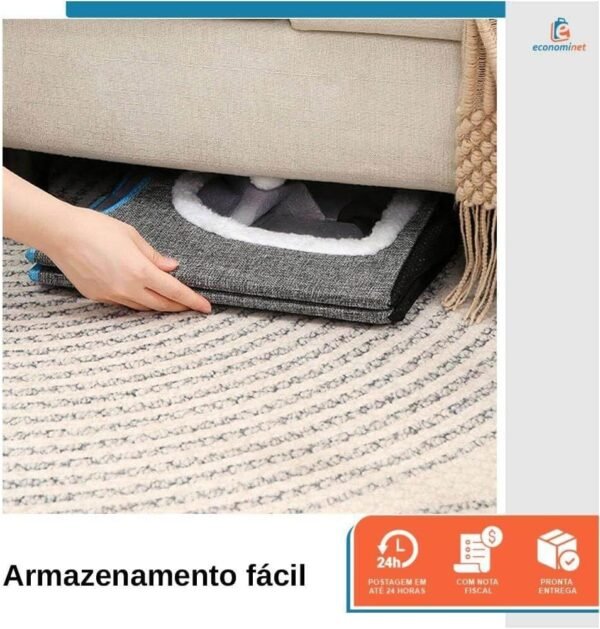 Casa Cama para Gatos Pet 2x1 Toca 2 Andares Dobravel Ninho Brinquedo Arranhador Cinza - Duke & Dixie - Imagem 5