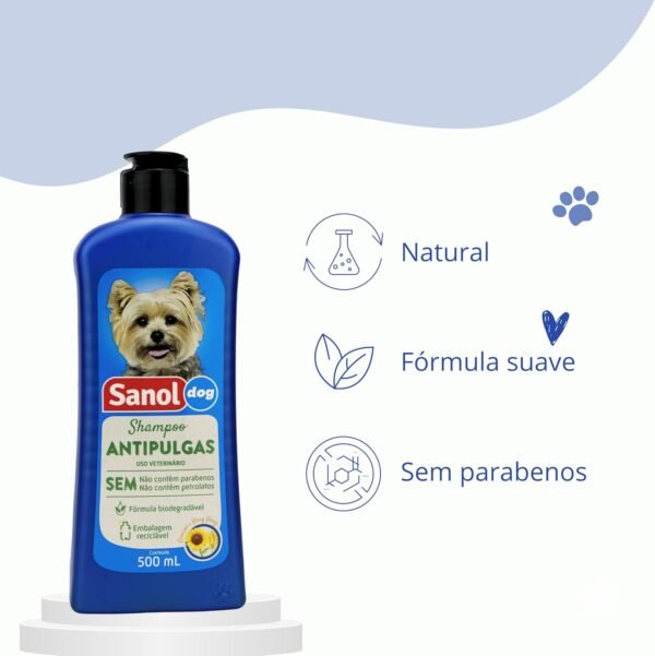 Sanol Dog Shampoo De Pêlos Para Cães Antipulgas 500 Ml Azul - Imagem 11