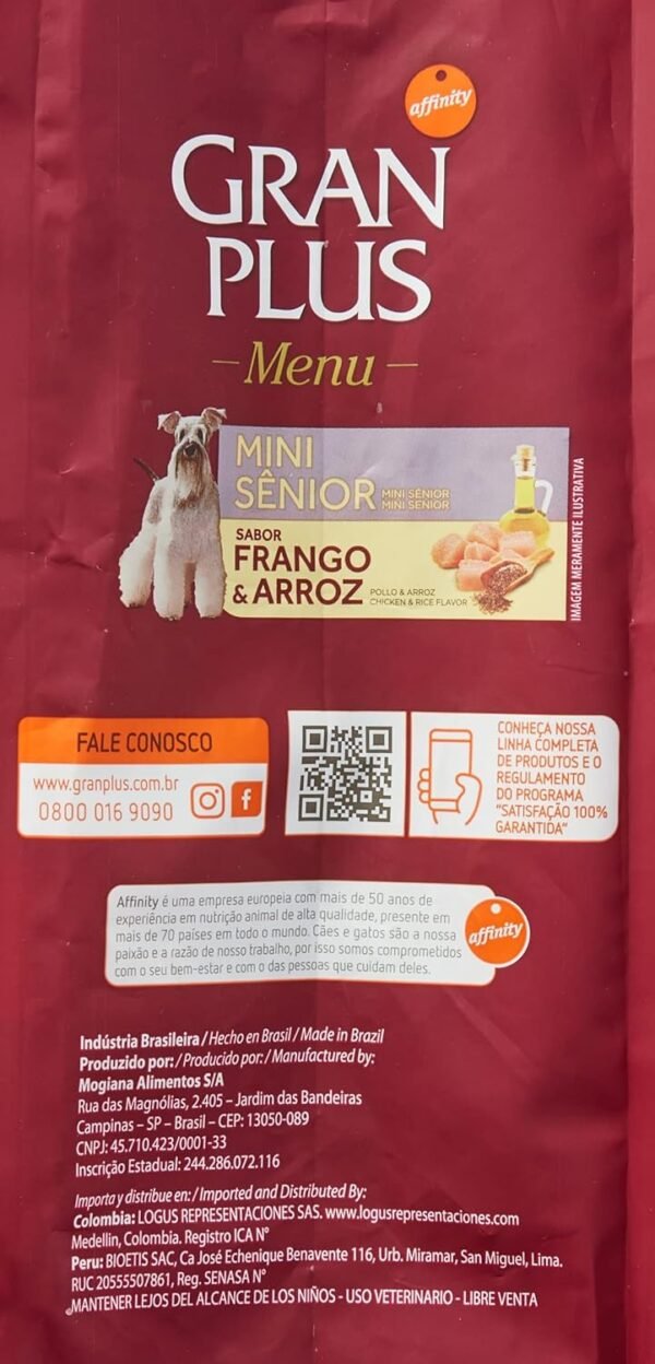 Affinity RAÇÃO GRAN PLUS MENU CÃO SENIOR MI 3KG - Imagem 3