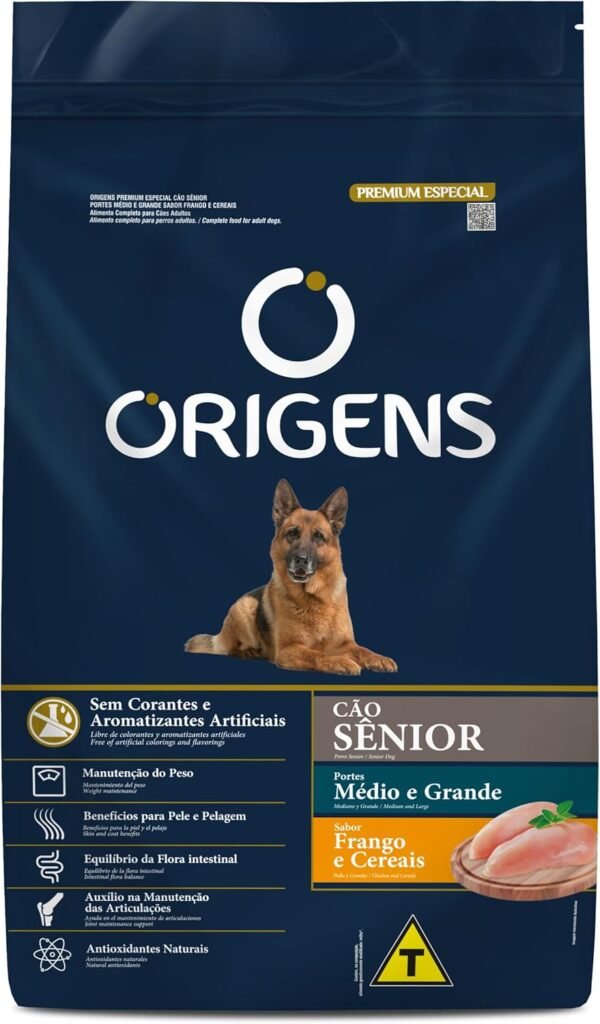 Adimax Ração Origens Cães Sênior Frango e Cereais Integrais 15kg, Grão médio - Image 2