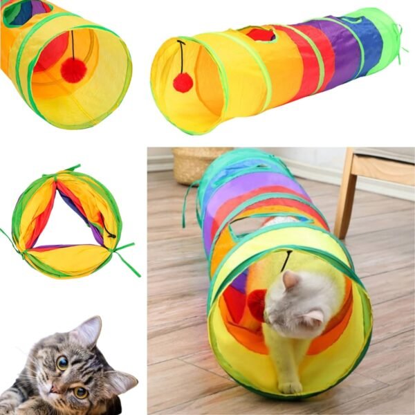 2 Brinquedo Interativo para Gato Torre + Tunel Pet Bolinha Labirinto (AZUL) - Imagem 2