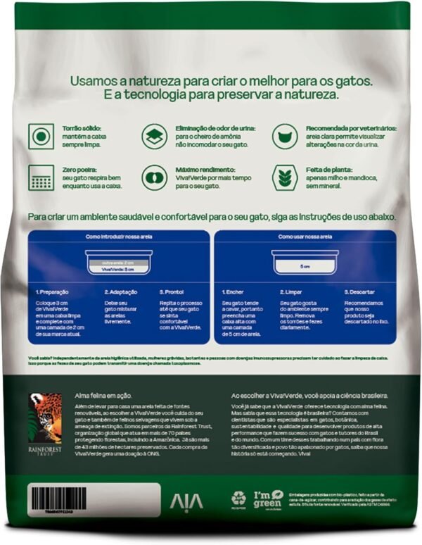 Viva Verde Areia Higiênica Biodegradável para Gatos Grãos Finos 4kg - Imagem 3