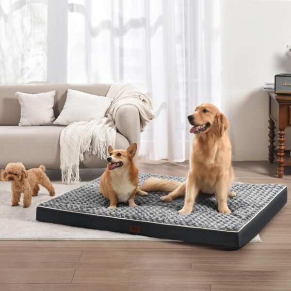 WESTERN HOME WH Cama grande para cães grandes, jumbo, médios, colchão ortopédico impermeável com capa lavável removível, cama grossa para cães de espuma de ovo com fundo antiderrapante - Image 3