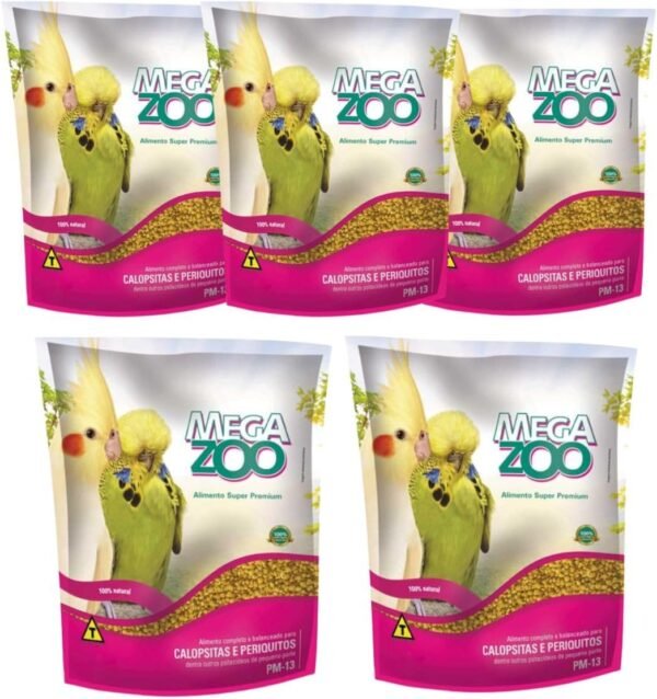 5 Ração Extrusada Megazoo Para Calopsita E Periquito Pm13 350g